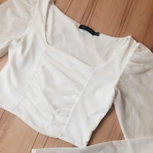 PrettyLittleThing mesh longsleeve crop top